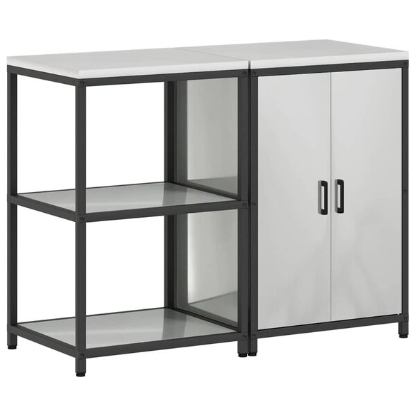 vidaXL Konyhai T&aacute;rol&oacute; K&eacute;szlet polcokkal 2 pcs Ez&uuml;st Horganyzott ac&eacute;l