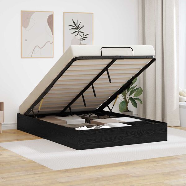 vidaXL Ottom&aacute;n &Aacute;gykeret Fekete T&ouml;lgy 203 x 140 x 25 cm M&eacute;rn&ouml;ki fa