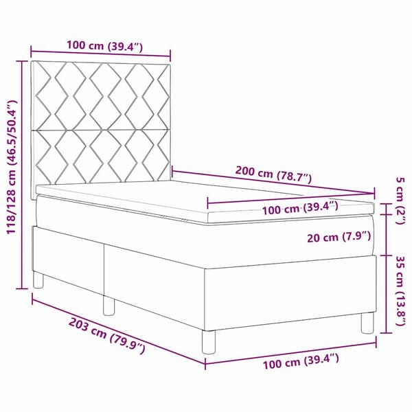 vidaXL Boxrug&oacute;s &aacute;gy matracmal S&ouml;t&eacute;t Barna 100 x 200 cm sz&ouml;vet