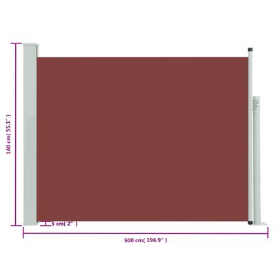 vidaXL barna kihúzható oldalsó teraszi napellenző 140 x 500 cm