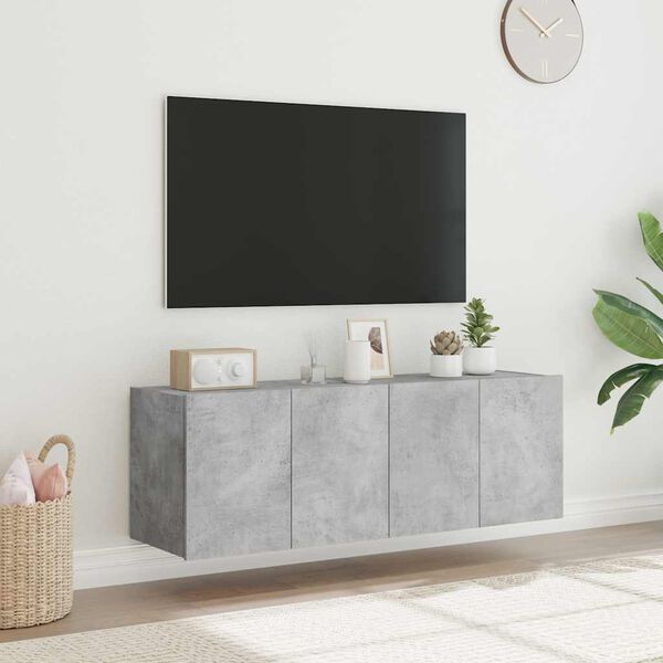 vidaXL 2 db betonszürke fali TV-szekrény LED-del 60x35x41 cm