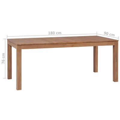 vidaXL természetes felületű tömör tíkfa étkezőasztal 180 x 90 x 76 cm