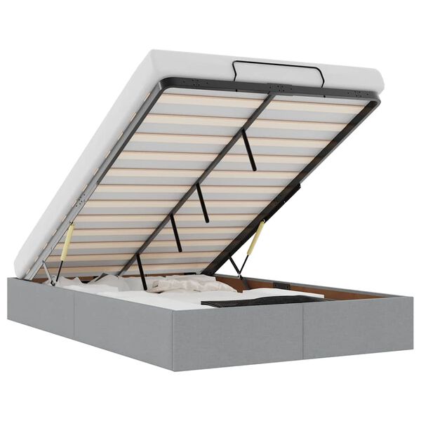 vidaXL Ottomán világosszürke szövet ágykeret matrac nélkül 120x190 cm