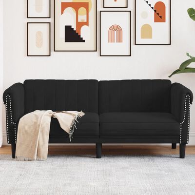 vidaXL 2 személyes fekete bársony kanapé