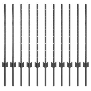 vidaXL Be&aacute;gyazott ker&iacute;t&eacute;soszlop 11 db Sz&uuml;rke 120 cm Porsz&oacute;rt ac&eacute;l