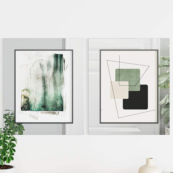 vidaXL T&uuml;k&ouml;r Mozaik Csempe Geometrikus 3 pcs Ez&uuml;st 30 x 30 cm &Uuml;veg