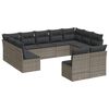 vidaXL 11 r&eacute;szes sz&uuml;rke polyrattan kerti &uuml;lőgarnit&uacute;ra p&aacute;rn&aacute;kkal