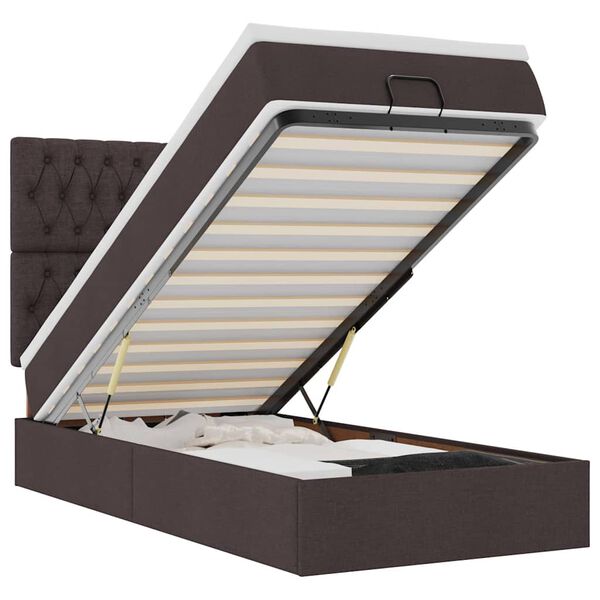 vidaXL Ottom&aacute;n &aacute;gy matraccal s&ouml;t&eacute;tbarna 100x200 cm sz&ouml;vet