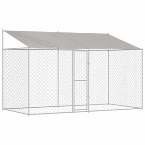 vidaXL Kutya ketrec tetővel Ez&uuml;st 400 x 200 x 256 cm Ac&eacute;l &eacute;s PE