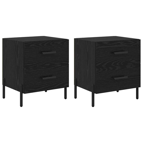 vidaXL &Eacute;jjeliszekr&eacute;ny 2 pcs Fekete t&ouml;lgy 40 x 35 x 47,5 cm Faanyag