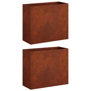 vidaXL Kerti cser&eacute;p 2 db Rozsd&aacute;s 50 x 20 x 40 cm Időj&aacute;r&aacute;s&aacute;ll&oacute; Ac&eacute;l