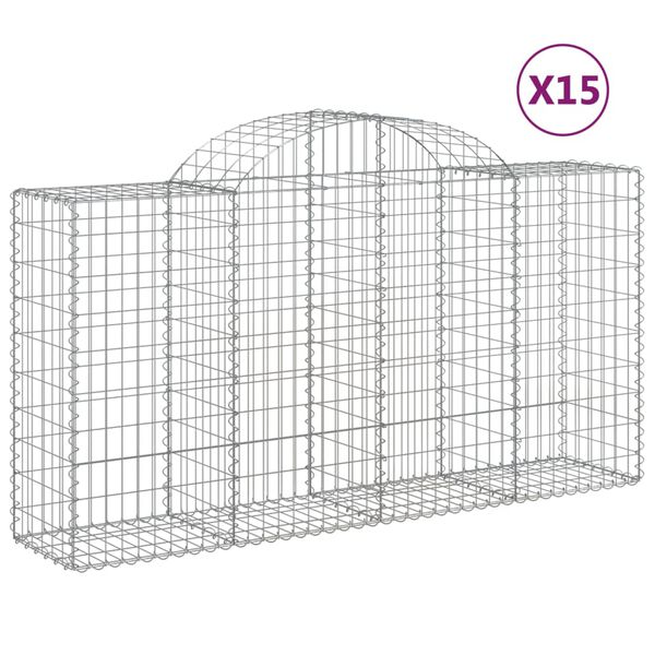 vidaXL 15 db &iacute;ves horganyzott vas gabion kos&aacute;r 200x50x100/120 cm
