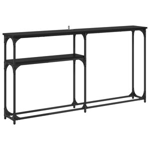 vidaXL Konzolasztal Fekete t&ouml;lgy 146 x 22,5 x 75 cm Szerelt Fa