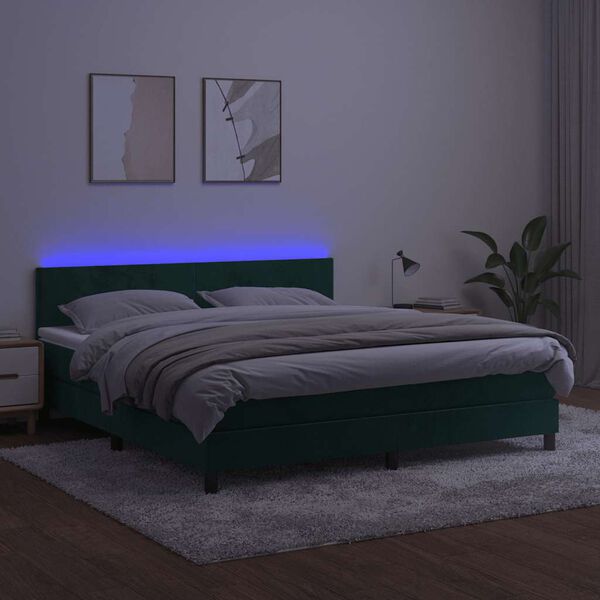 vidaXL s&ouml;t&eacute;tz&ouml;ld b&aacute;rsony rug&oacute;s &eacute;s LED-es &aacute;gy matraccal 160x200 cm