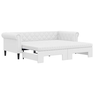 vidaXL feh&eacute;r kih&uacute;zhat&oacute; műbőr heverő matraccal 90 x 200 cm