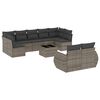 vidaXL 10 r&eacute;szes sz&uuml;rke polyrattan kerti &uuml;lőgarnit&uacute;ra p&aacute;rn&aacute;kkal