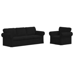 vidaXL Kanap&eacute; Szett 2 pcs Fekete 215 x 82 x 80 cm sz&ouml;vet
