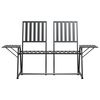 vidaXL kétszemélyes fekete acél kerti pad 165 cm