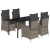 vidaXL 5 r&eacute;szes sz&uuml;rke polyrattan kerti &eacute;tkezőgarnit&uacute;ra p&aacute;rn&aacute;val