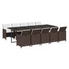 vidaXL 11 r&eacute;szes barna polyrattan kerti &eacute;tkezőgarnit&uacute;ra p&aacute;rn&aacute;kkal
