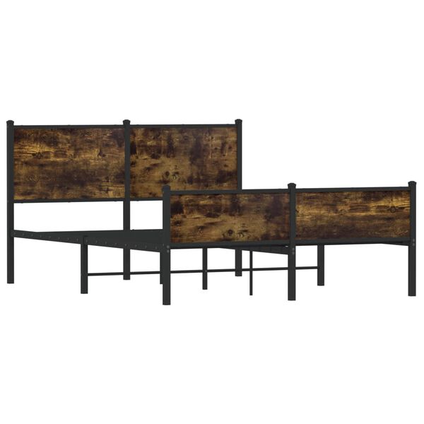 vidaXL füstös tölgy színű fém ágykeret matrac nélkül 137 x 190 cm