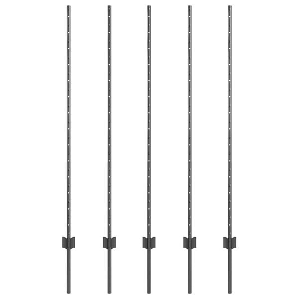 vidaXL Ker&iacute;t&eacute;soszlop 5 pcs Sz&uuml;rke 140 cm Ac&eacute;l