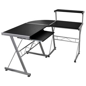 vidaXL fekete szerelt fa sarok sz&aacute;m&iacute;t&oacute;g&eacute;pasztal 132 x 112 x 99 cm