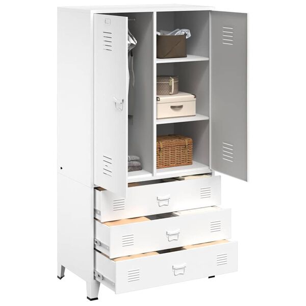 vidaXL feh&eacute;r f&eacute;m ruh&aacute;sszekr&eacute;ny 90 x 50 x 180 cm