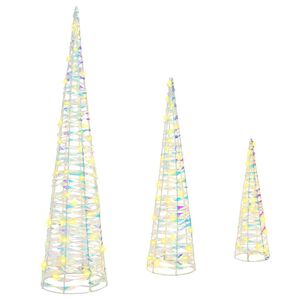 vidaXL Kar&aacute;csonyfa 3 db 90 LED Meleg feh&eacute;r 20 x 20 x 80 cm PET