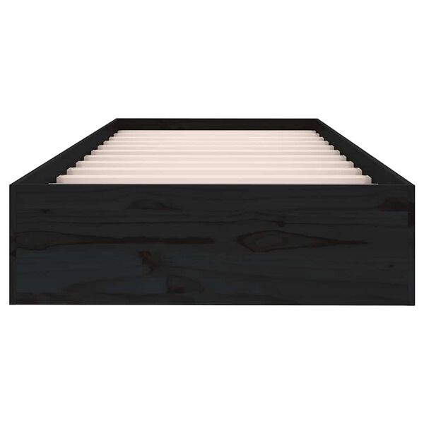 vidaXL Small Single fekete tömör fa ágykeret 75 x 190 cm
