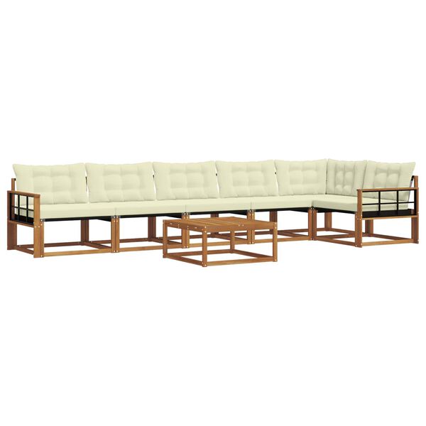 vidaXL K&uuml;lt&eacute;ri kanap&eacute; szett p&aacute;rn&aacute;val 7 pcs Term&eacute;szetes &eacute;s kr&eacute;msz&iacute;nű