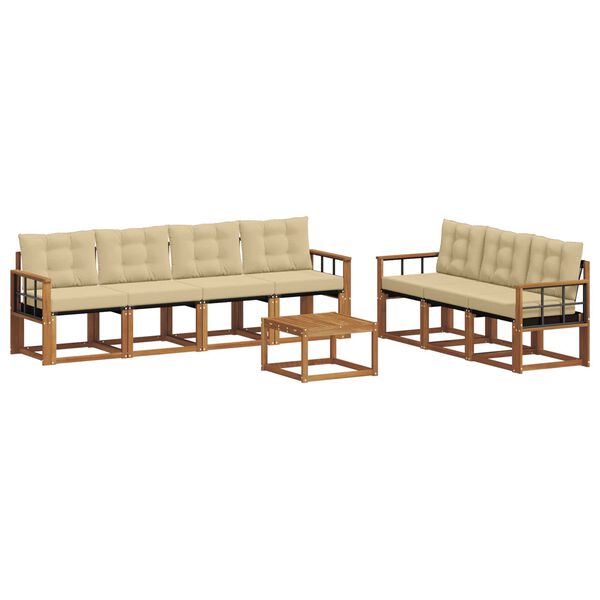 vidaXL K&uuml;lt&eacute;ri kanap&eacute; szett p&aacute;rn&aacute;val 8 pcs Term&eacute;szetes &eacute;s b&eacute;zs