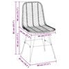 vidaXL Étkezőszék 2 pcs Fekete 44.5 x 55 x 85 cm Rattan és Vas
