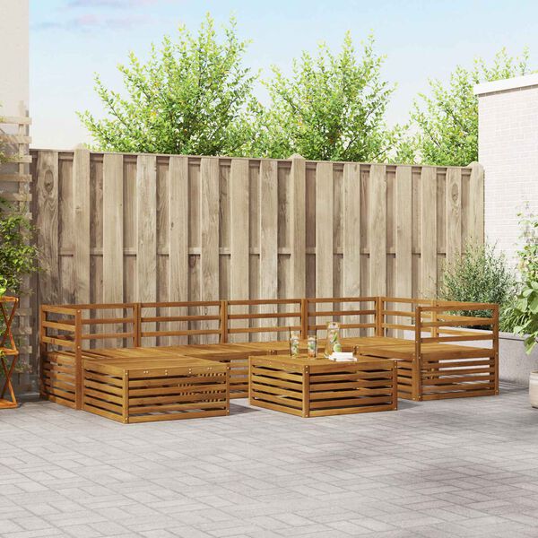 vidaXL K&uuml;lt&eacute;ri kanap&eacute; szett 7 pcs Term&eacute;szetes