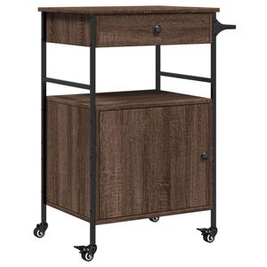 vidaXL barna t&ouml;lgysz&iacute;nű szerelt fa konyhai kocsi 56 x 43 x 89,5 cm