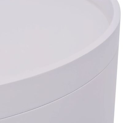 vidaXL 39,5x44,5 cm kerek kisasztal tálaló tálcával fehér