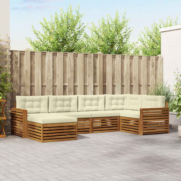 vidaXL K&uuml;lt&eacute;ri kanap&eacute; szett p&aacute;rn&aacute;val 6 pcs Term&eacute;szetes &eacute;s kr&eacute;msz&iacute;nű