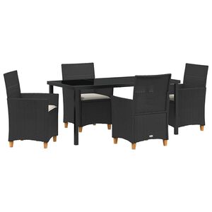 vidaXL Kert &eacute;tkező szett 5 pcs Fekete polirattan