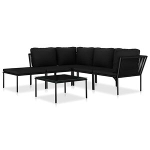 vidaXL 6 r&eacute;szes fekete PVC kerti &uuml;lőgarnit&uacute;ra p&aacute;rn&aacute;val