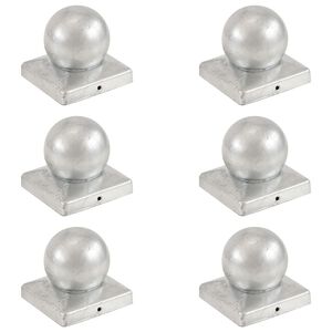 vidaXL 6 db g&ouml;mb alak&uacute; horganyzott f&eacute;m ker&iacute;t&eacute;soszlop-sapka 101x101 mm