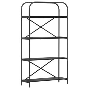 vidaXL K&ouml;nyvespolc 4 szintes 80 x 30 x 146 cm Szerelt fa Fekete t&ouml;lgy