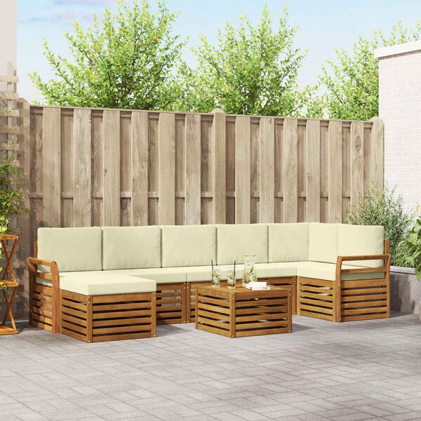 vidaXL Szegment&aacute;lt kanap&eacute; szett 8 pcs Term&eacute;szetes &eacute;s kr&eacute;msz&iacute;nű