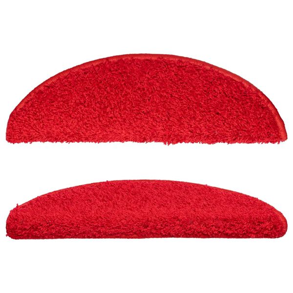 vidaXL 15 db piros, f&eacute;lk&ouml;r alak&uacute; l&eacute;pcsőszőnyeg 56 x 17 x 3 cm