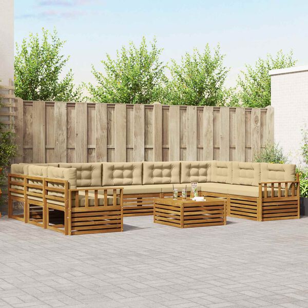 vidaXL &Uuml;lőgarnit&uacute;r&aacute;k p&aacute;rn&aacute;val 10 pcs Term&eacute;szetes &eacute;s b&eacute;zs T&ouml;m&ouml;r Ak&aacute;cfa