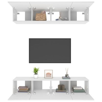 vidaXL 4 db fehér szerelt fa TV-szekrény 80 x 30 x 30 cm