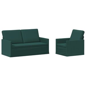 vidaXL Kanap&eacute; Szett 2 pcs S&ouml;t&eacute;tz&ouml;ld Sz&ouml;vet
