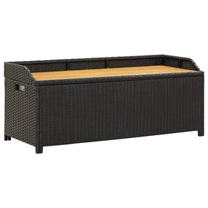 vidaXL fekete polyrattan kerti t&aacute;rol&oacute;pad 120 cm