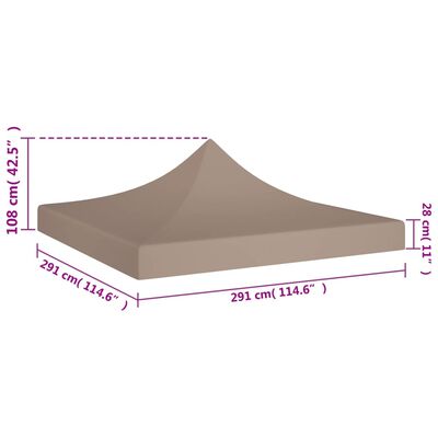 vidaXL tópszínű tető partisátorhoz 3 x 3 m 270 g/m²