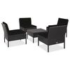 vidaXL 5-r&eacute;szes fekete polyrattan kerti kanap&eacute;szett p&aacute;rn&aacute;kkal
