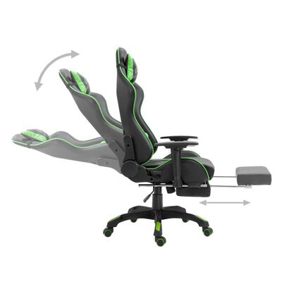 vidaXL zöld műbőr gamer szék lábtartóval